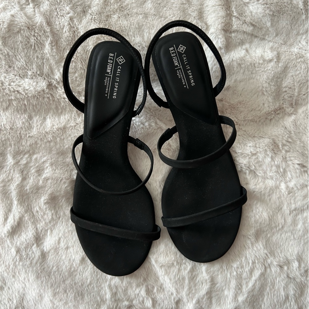 Call It Spring Black Strappy Kitten Heel